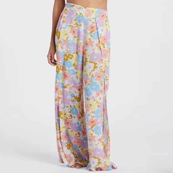 Billabong Flowy Wide Split Leg Floral Pants - Picture 3 of 7